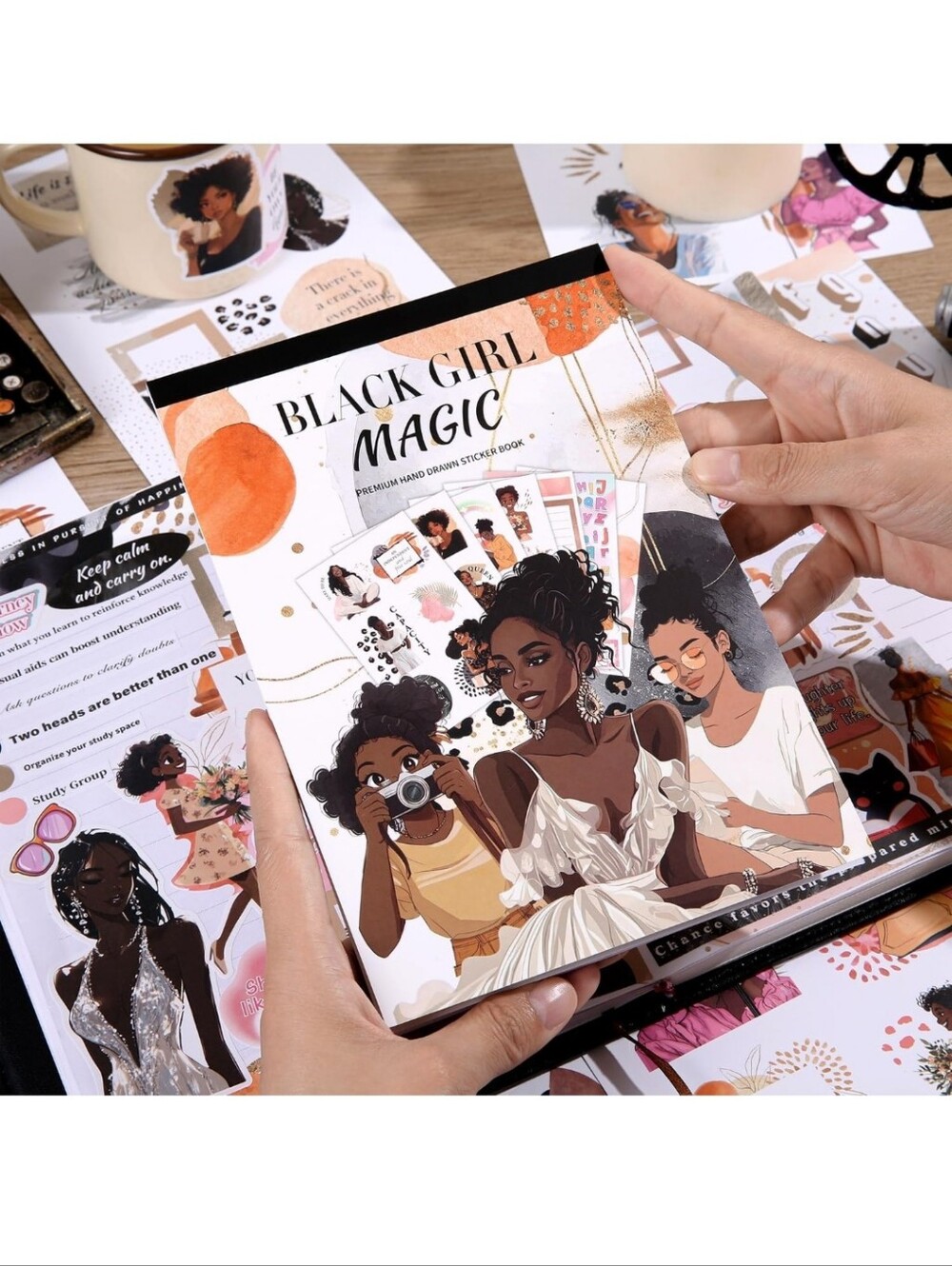 Sticker Book - Inspirational Brown & Cream Designs